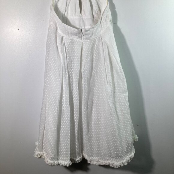 Womens J Crew Baby Doll Halter Top Dress Swiss Dot Lined White 8 Ruffle Hem - Picture 7 of 8